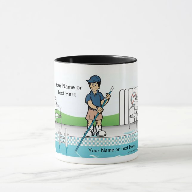 Personalized Pool Cleaner - Male Cartoon Mug (Center)