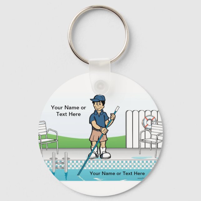 Personalized Pool Cleaner - Male  Keychain (Front)