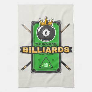 Personalized Pool Hall NAME 8 Ball Crown Billiards Kitchen Towel