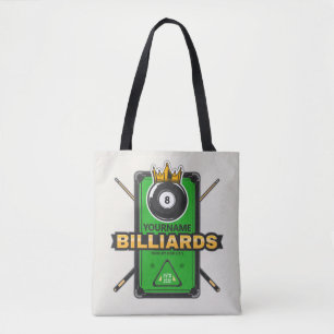 Personalized Pool Hall NAME 8 Ball Crown Billiards Tote Bag