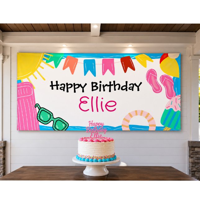 Personalized Pool Party Birthday Banner (Creator Uploaded)