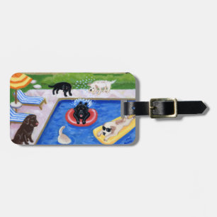 Personalized Pool Party Labradors Luggage Tag