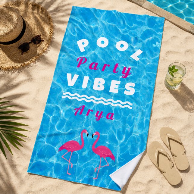 Personalized Pool Party Vibes Beach Towel (Creator Uploaded)