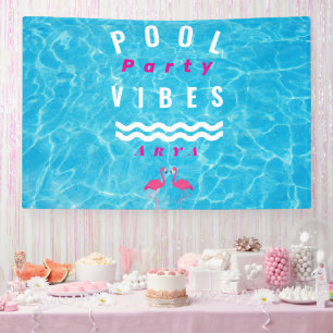 Personalized Pool Party Vibes Summer Banner