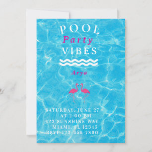 Personalized Pool Party Vibes Summer Invitation