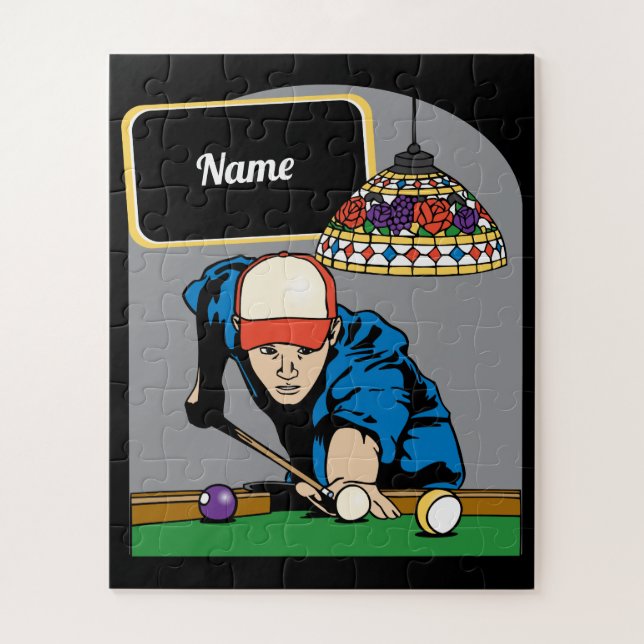 Personalized Pool Player Billiards Jigsaw Puzzle (Vertical)