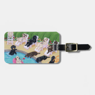 Personalized Poolside Party Labradors Luggage Tag