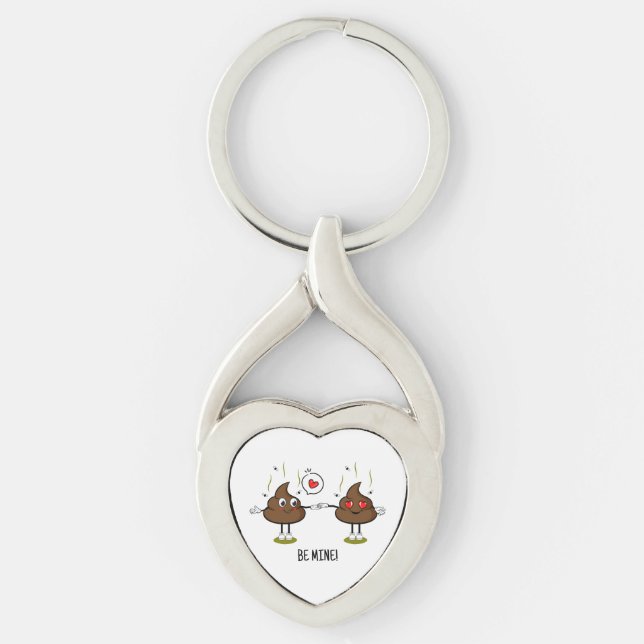 Personalized Poop Emoji Love Couple  Keychain (Front)