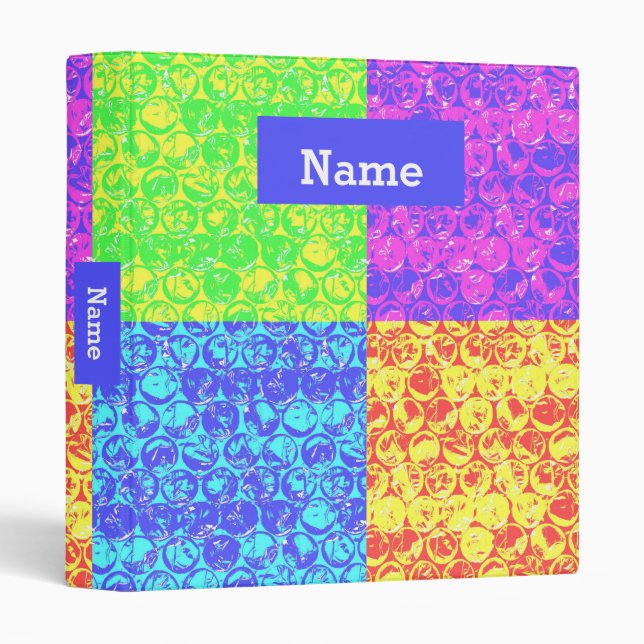 Personalized pop art bubble wrap binder (Front/Spine)