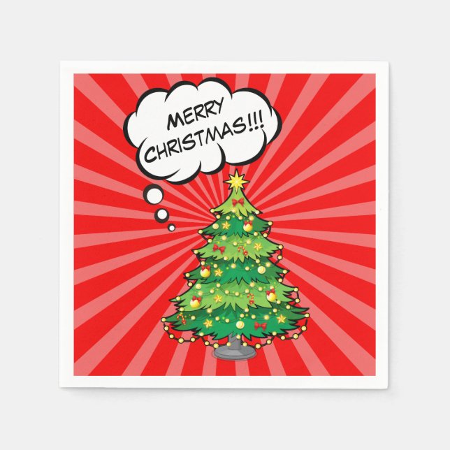 Personalized Pop Art Christmas Tree Napkin (Front)