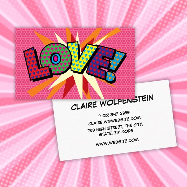 Personalized Pop Art Comic Book LOVE Business Card (Personalized Pop Art Comic Book LOVE Business Card)