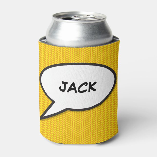 Personalized Pop Art Comic Book Speech Bubble Can Cooler (Can Front)