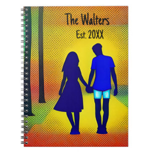 Personalized Pop Art Couple Holding Hands Notebook