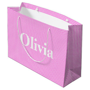 Personalized Pop Art Dots Pink Colour Baby Gift Ba Large Gift Bag