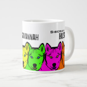 Personalized Pop Art Siberian Husky Large Coffee Mug