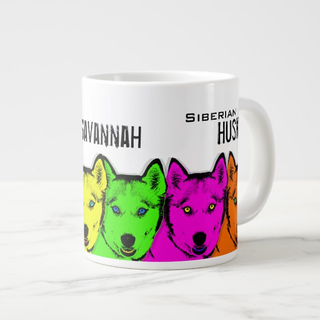 Personalized Pop Art Siberian Husky Large Coffee Mug (Front Right)