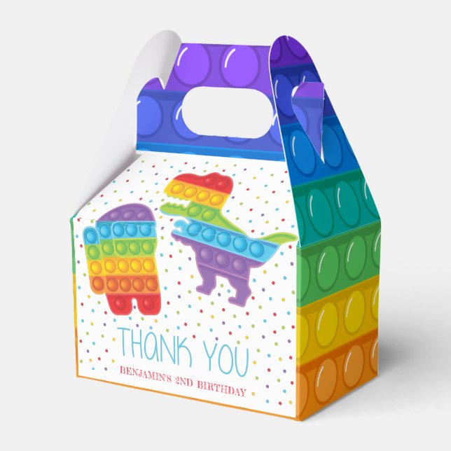 Personalized Pop It Boy Birthday  Favor Box (Front Side)
