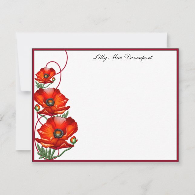Personalized Poppy Correspondence Card (Front)