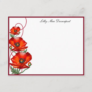 Personalized Poppy Correspondence Card
