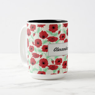 Personalized Poppy Design Two-Tone Coffee Mug