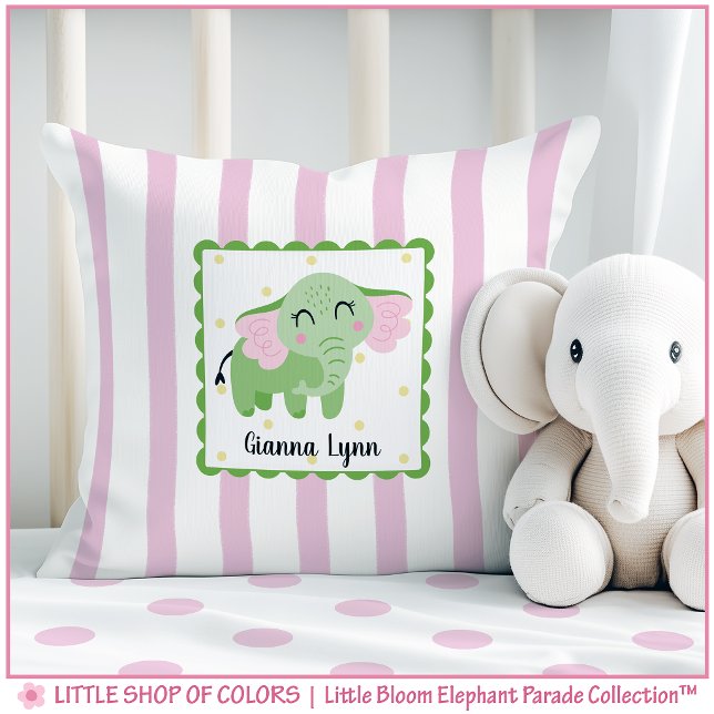 Personalized Poppy Elephant Nursery Throw Pillow (Creator Uploaded)