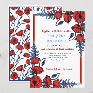 Personalized Poppy Floral Wedding Invitation