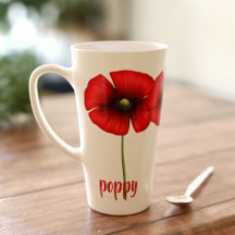 Personalized Poppy Flower Floral Large Latte Mug
