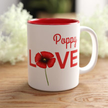 Personalized Poppy Flower Love Coffee Mug