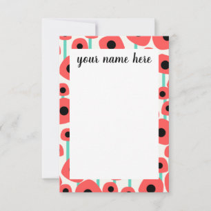Personalized Poppy Flowers Notecards