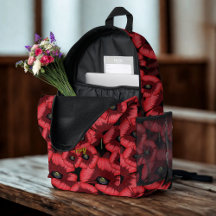 Personalized Poppy Pattern Red Floral Backpack