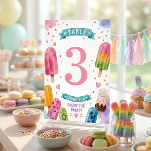 Personalized Popsicle Party Table Number
