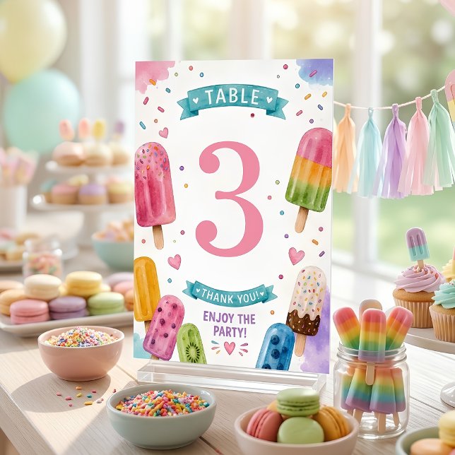 Personalized Popsicle Party  Table Number (Creator Uploaded)