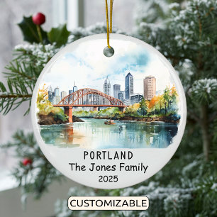Personalized Portland Ornament, Oregon Ceramic Ornament