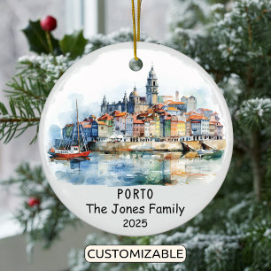 Personalized Porto Ornament, Portugal Ceramic Ornament