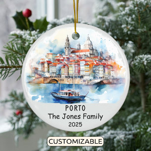 Personalized Porto Ornament, Portugal Ceramic Ornament