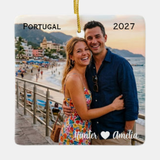 Personalized Porto Portugal Photo Honeymoon Ceramic Ornament