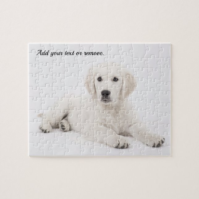 Personalized portrait golden retriever puppy dog: jigsaw puzzle (Horizontal)