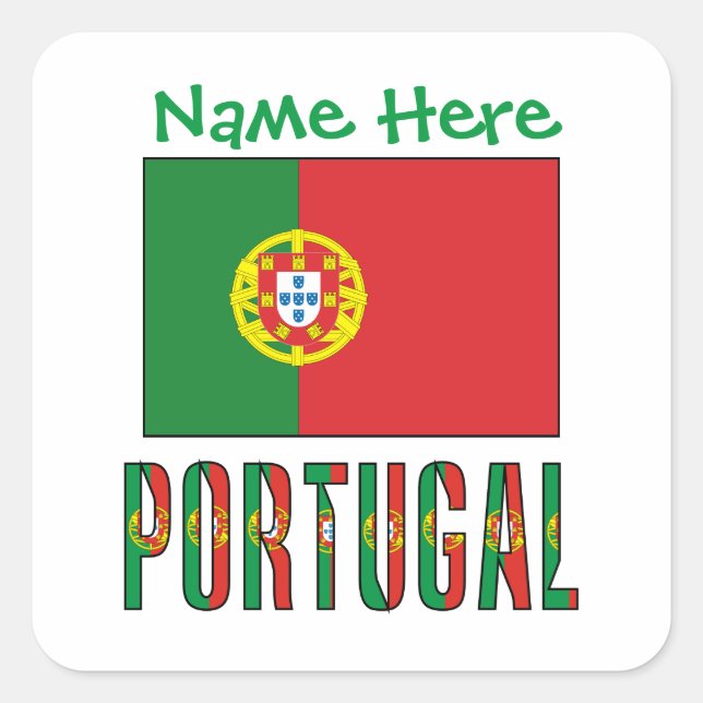 Personalized Portugal Flag Heritage Square Label (Front)