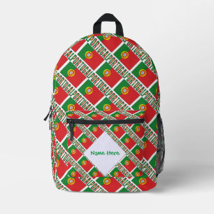 Personalized Portugal Flag Tiled Printed Backpack