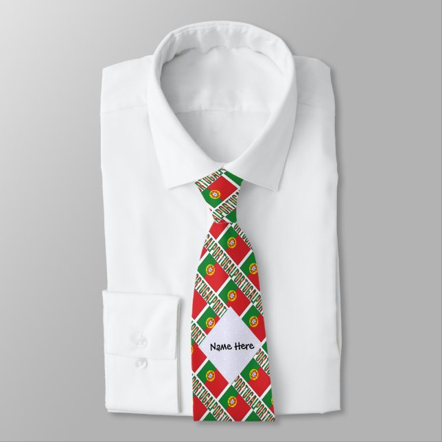Personalized Portugal Flag Tiled Tie (Tied)