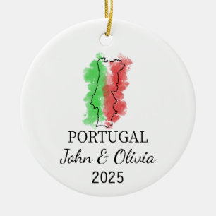 Personalized Portugal Ornament, Portugal Flag Gift Ceramic Ornament