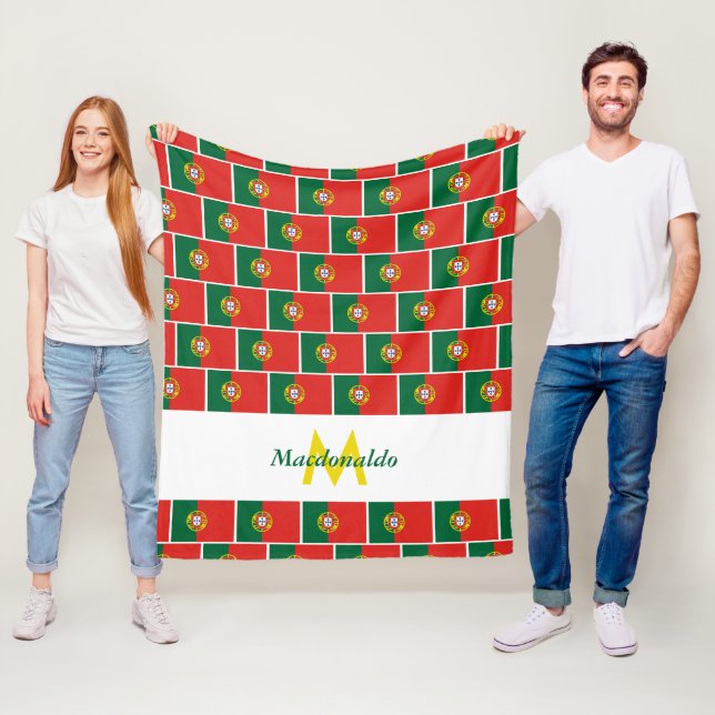 Personalized PORTUGUESE FLAG Fleece Blanket (In Situ)