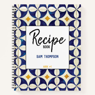 Personalized Portuguese Tiles Azulejo Recipe  Notebook