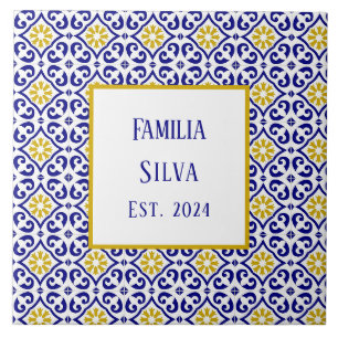 Personalized Portuguese Tiles Blue Mediterranean 