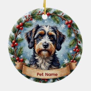 Personalized Portuguese Water Dog Christmas Ceramic Ornament