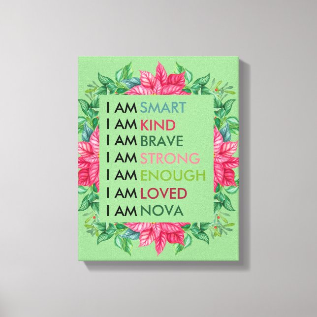 Personalized Positive Affirmations For Kids Canvas Print (Front)