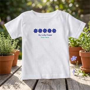 Personalized Positive Energy Blue Floral Evil Eye Baby T-Shirt