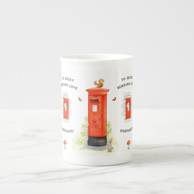 Personalized Post Box Posthaste Bone China Mug  (Front)