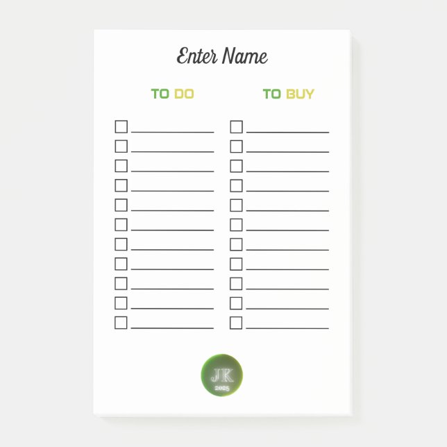 Personalized Post-it Notes To Do To Buy JK 2025 (Front)