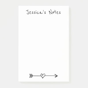 Personalized Post-it® notes with cute heart arrow